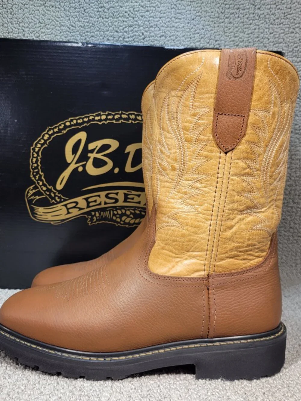 J.B. Dillon Reserve JBRG201 Men's US Size 10.5D Oak/Honey Leather Pull on Boots